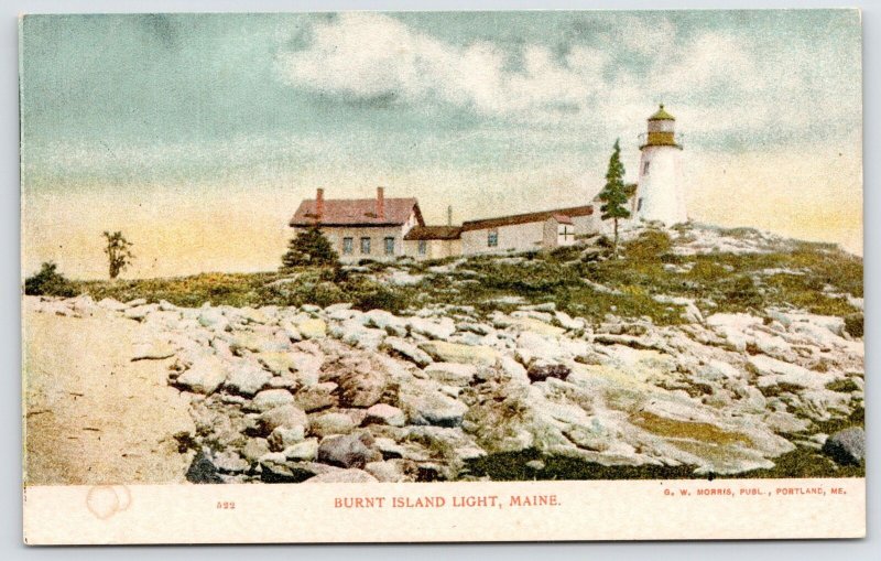 Southport Maine Rocky Shores Before Burnt Island Light Lighthouse c1906 