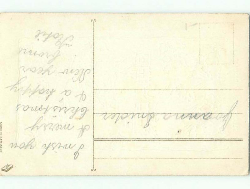 Pre-Linen christmas SNOW-COVERED HOUSE UNDER LARGE TREE k0959