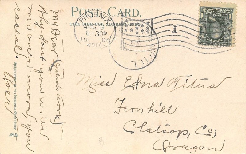 Adams Hotel Phoenix Arizona 1908 postcard