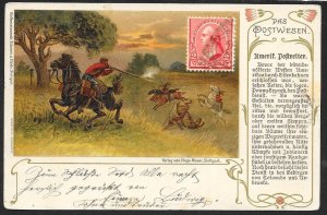 UNITED STATES Stamps on Postcard Gunman on Horse Used c1900