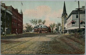 LACONIA NH BANK SQUARE ANTIQUE POSTCARD