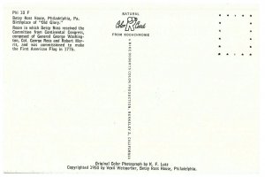 Betsy Ross House Birthplace Old Glory Flag Postcard