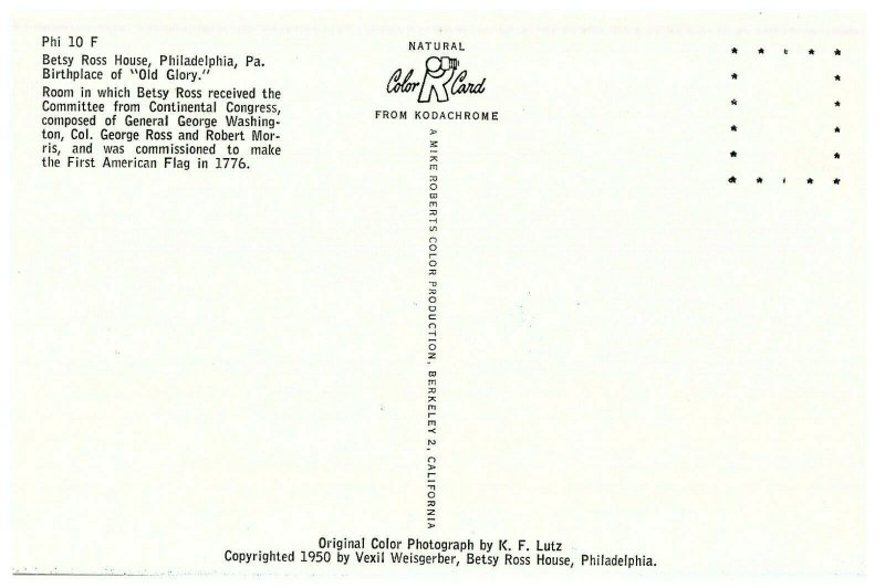 Betsy Ross House Birthplace Old Glory Flag Postcard