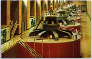 VINTAGE POSTCARD INTERIOR OF THE NEVADA WING OF THE HOOVER DAM POWERHOUSE