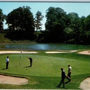 c1960s Julius Fanta Photo PC Golf Course Green Players Sand Trap Lake Sport A378