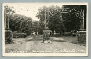 CEDAR FALLS IA RIVERVIEW PARK ENTRANCE VINTAGE REAL PHOTO POSTCARD RPPC