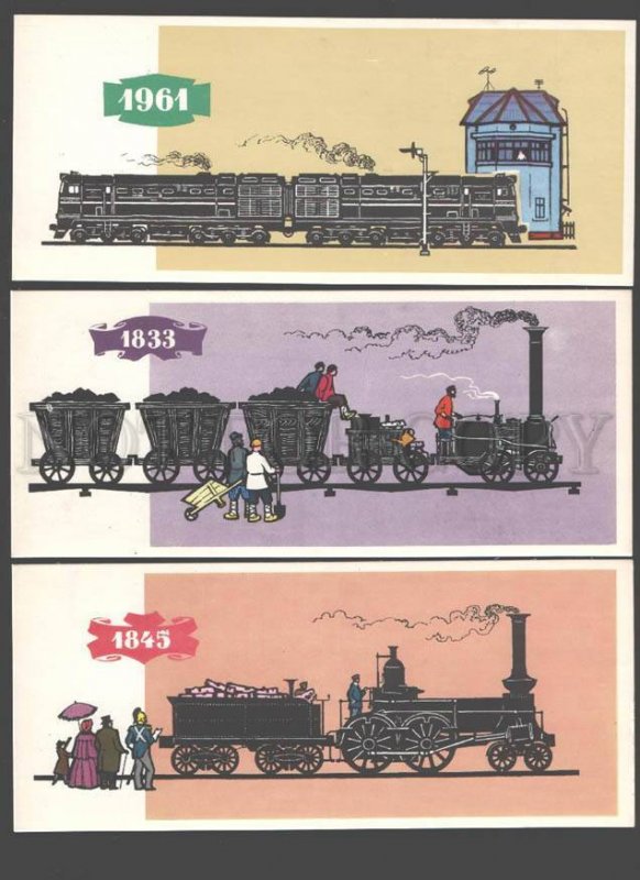 091510 Railway & TRAINS Collection of 24 russian postcards