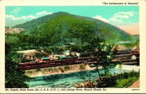 Vtg Postcard MAUCH CHUNK PA Mt Pisgah State Route 309 CRR of NJ & Leigh River  