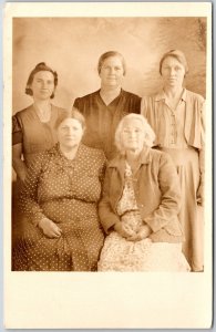 Five Ladies Siblings Youngest to Oldest Photograph Real Photo RPPC Postcard