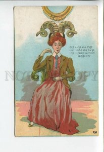 3176786 HORNED Lady WIFE Vintage COMIC Colorful postcard