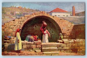 Nazareth Israel Postcard The Holy Land Fountain of Virgin c1910 Oilette Tuck Art