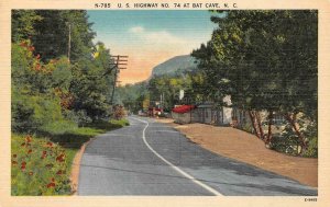 BAT CAVE, NC North Carolina  US HIGHWAY NO. 74~Henderson County  1940's Postcard