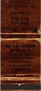 Manor House Punderson State Park Newbury Ohio Vintage Matchbook Cover #1 