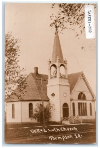 c1950 United Luth Church Chapel Exterior Building Street Thompson Postcard