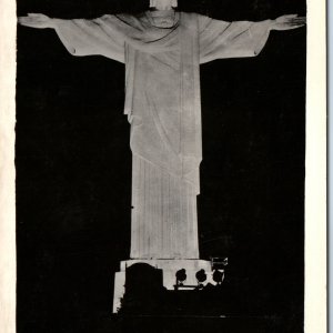 c1920s Rio de Janeiro, Brazil RPPC Jesus Christ Redeemer Statue Corcovado A347