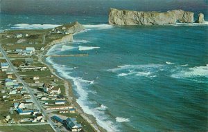 Postcard Canada Quebec Perce Rock Aerial View Unposted 