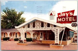 1963 Jay's Motel Vandalia Illinois Modern Units Hot Water Heat Posted Postcard