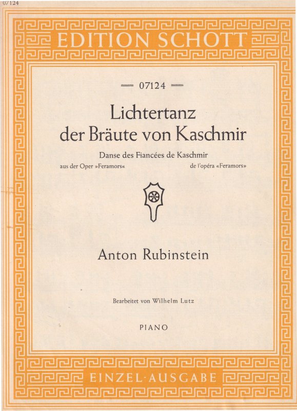 Rubinstein Lichtertanz der Bräute von Kaschmir Classical Sheet Music