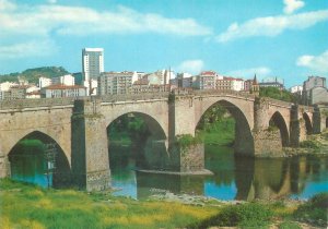 Postcard Europe Spain Orense roman bridge tower 