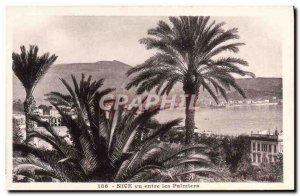 Old Postcard Nice seen between palm trees