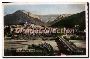 Old Postcard Digne Vue Generale and the Great Bridge on Bleone