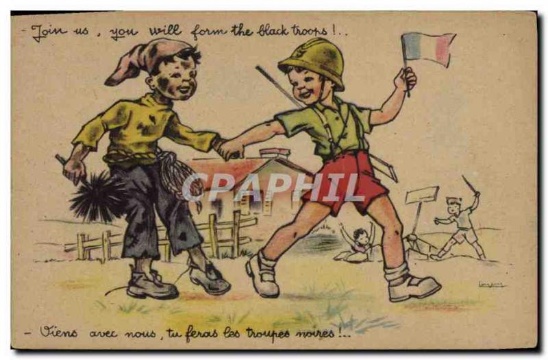 Postcard Modern Army Come with us you will make the black troops Ramoneur