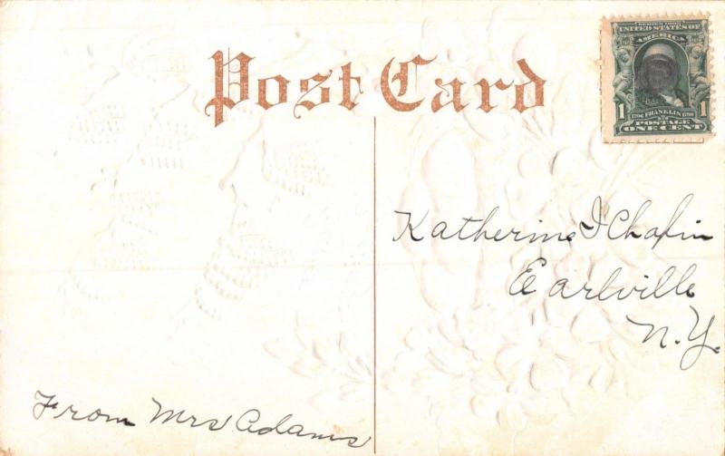 EASTER GREETINGS-AIRBRUSH  EMBOSSED POSTCARD 1910s