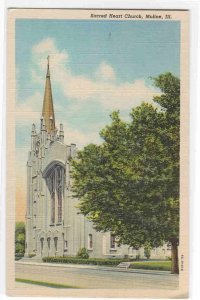 Sacred Heart Church Moline Illinois linen postcard