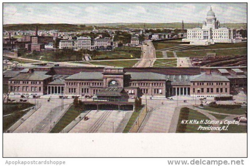 Rhode Island Providence N Y N H & H Railroad Station and Capitol Building
