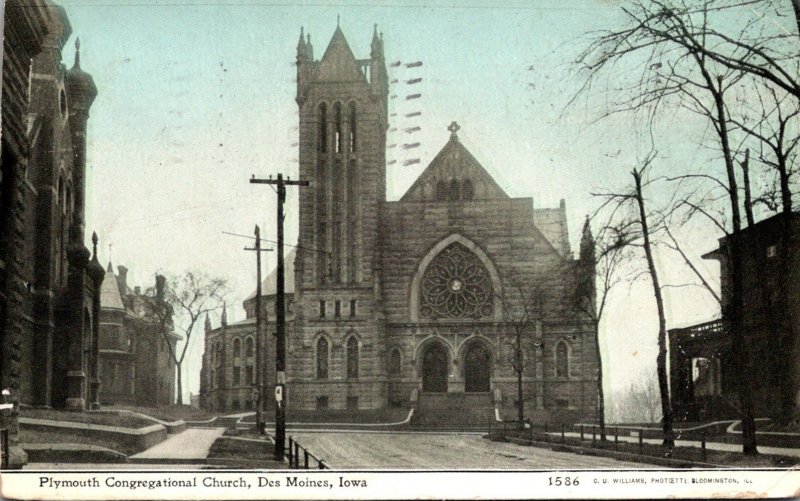 Iowa Des Moines Plymouth Congregational Church 1910