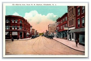 Morris Ave From Railroad Station Elizabeth New Jersey NJ UNP WB Postcard O17