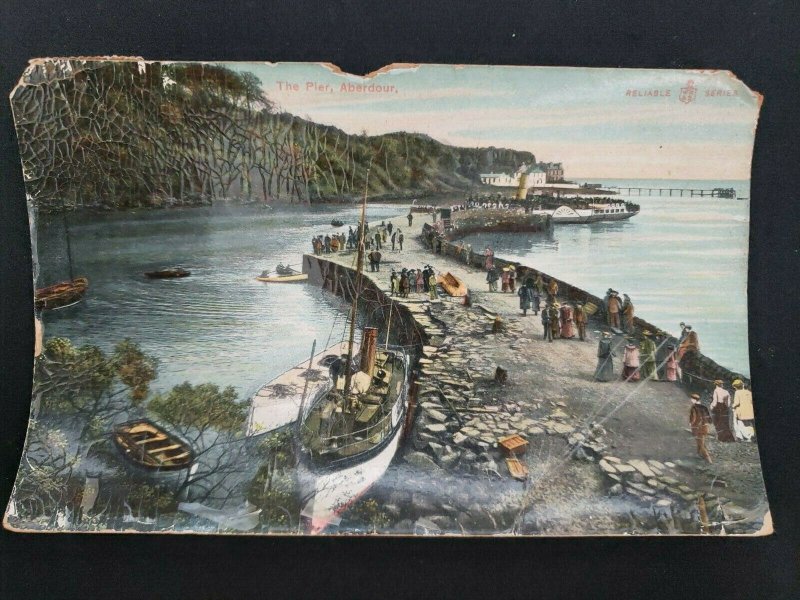 Aberdour Fife Scotland The Pier 1910 Postcard Postmarked Color PC394