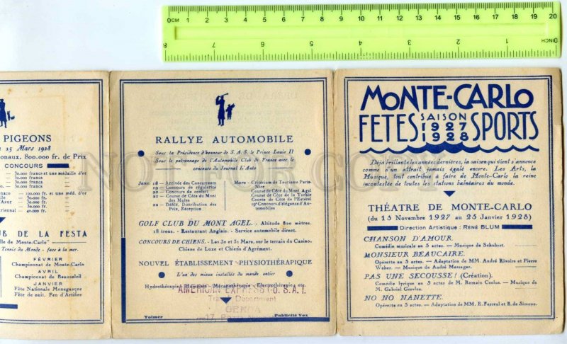 420968 MONACO 1927 year folding repertoire of the Monte Carlo Theater