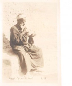 Egypt Man Spilling Wool by Hand Real Photo Vintage Postcard AA62829