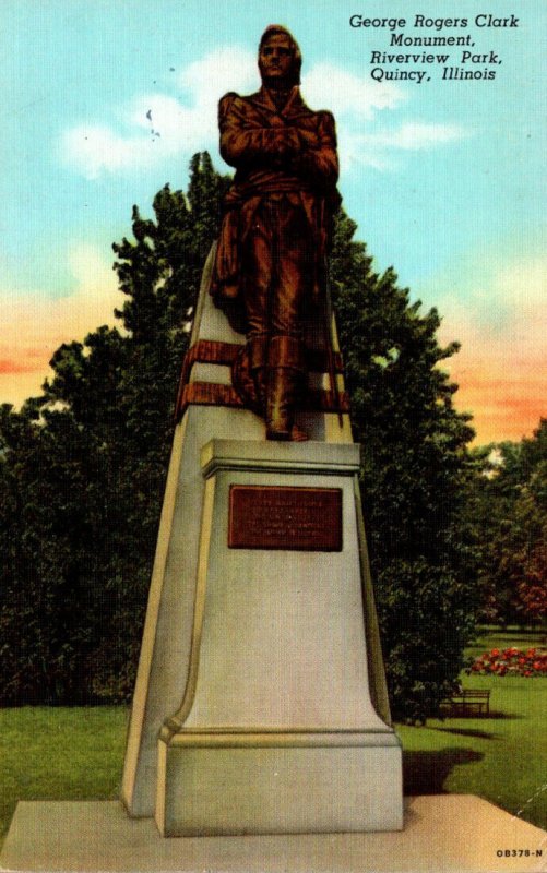 Illinois Quincy Riverview Park George Rogers Clark Monument 1943 Curteich