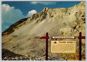 Frank Slide Sign, Turtle Mountain, Crowsnest Pass, Alberta, Chrome Postcard