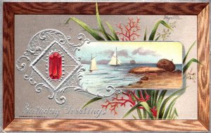 Birthday Greetings With Sailing Scene 1910