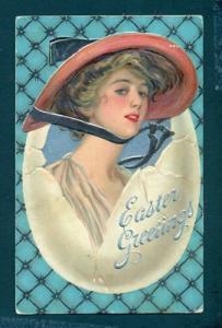 S5299 F Earl Christy postcard, Easter Egg, Woman