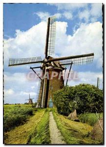 Postcard Modern Kinderdijk water mill