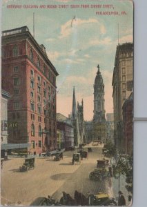 Postcard Parkway Building + Broad Street South from Cherry Philadelphia PA 1912