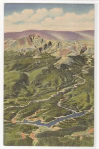 Pikes Peak Auto Highway Aerial View Colorado linen postcard