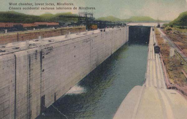 Miraflores West Chamber Canal Lower Locks Dock Tunnel Antique Postcard