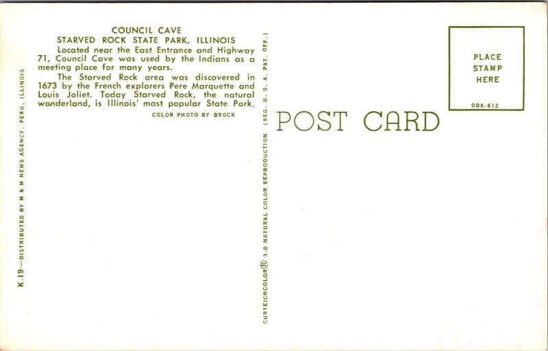 Council Cave Starved Rock State Park Illinois IL Postcard UNP VTG Unused Vintage 
