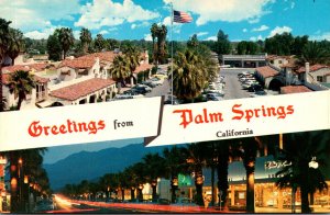 California Palm Springs Greetings Showing Palm Springs Plaza and Palm Canyon ...