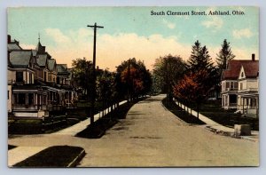 J97/ Ashland Ohio Postcard c1910 South Clermont St Homes 329