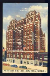 New York City, New York/NY Postcard, William Sloane House, Y.M.C.A., Old Cars