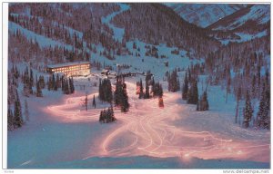 The torchlight parade by the school instructors, Sunshine Village, Banff,  Al...