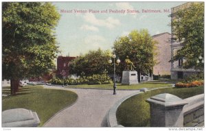 BALTIMORE, Maryland, 1900-1910's; Mount Vernon Place And Peabody Statue