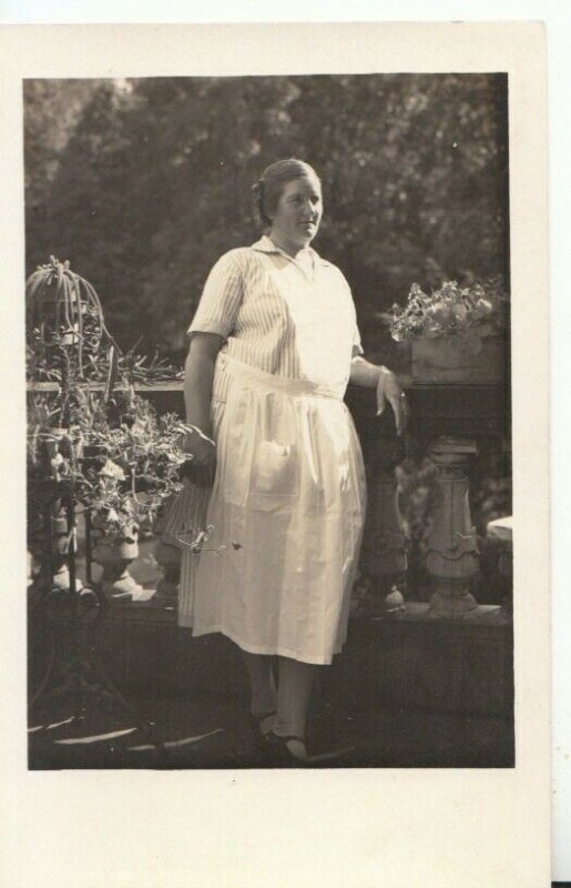Ancestors Postcard - Real Photo - Lady Posing On a Terrace - TZ12317