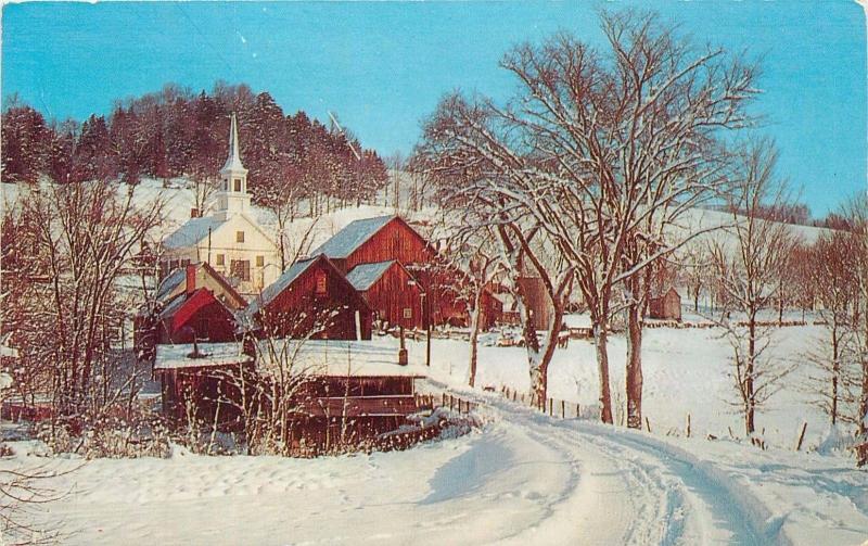 Greetings from Poland Springs Maine MN winter scene snow Postcard